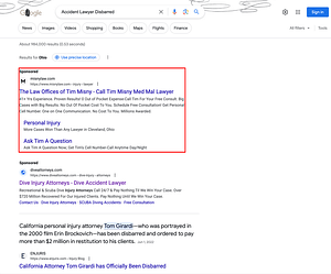 Law Offices of Tim Misny appears when searching for disbarred lawyers